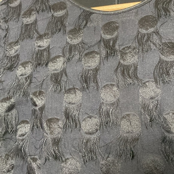 Banana Republic Short Sleeve Fringe-Dot Shift Dress Zipper Back Size 4 Black - Picture 5 of 14